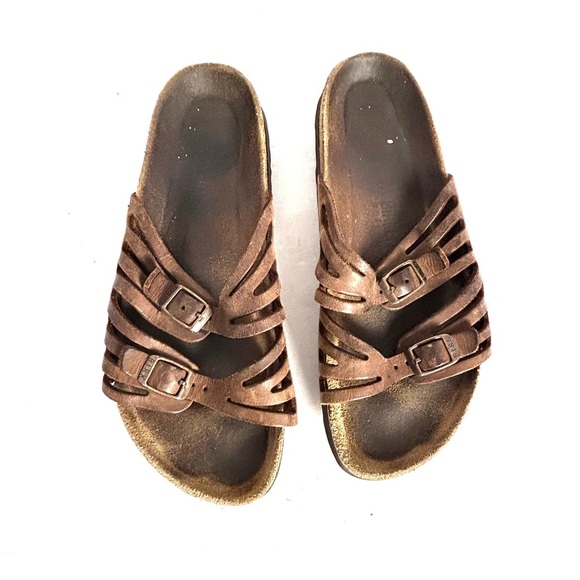 Birkenstock Granada Leather Sandals Slide Brown Womens Size 37 US 6 Boho Casual - Picture 5 of 10